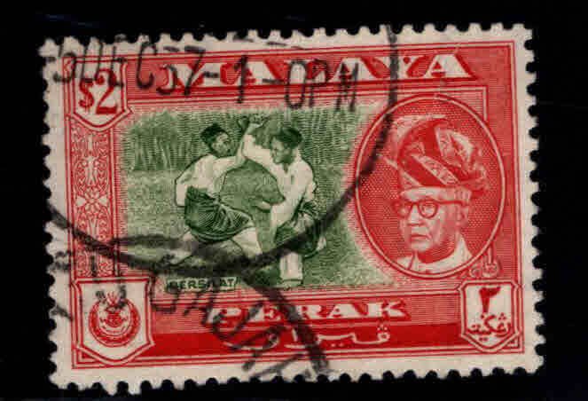 MALAYA Perak Scott 136a perf 12.5 Bersilat martial art stamp Used