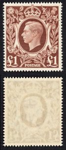 SG478c 1939 One Pound Brown U/M