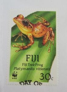 1988 FIJI SC #593 Fiji TREE FROG WWF  used stamp