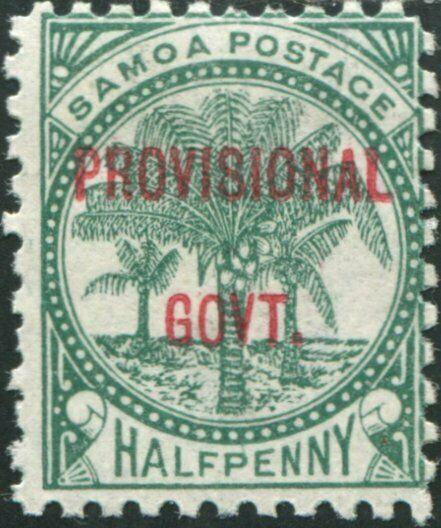 Samoa 1899 SG90 ½d dull blue-green Palm Tree PROVISIONAL GOVT. ovpt MH