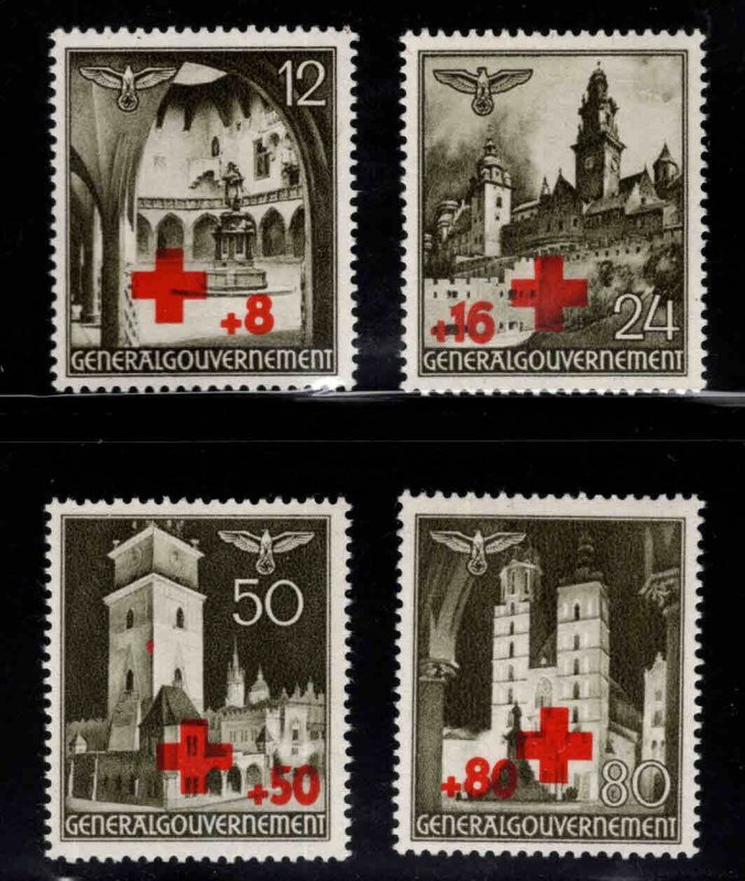 Poland Scott NB1-NB4 German occupation WW2 MNH** Red Cross set