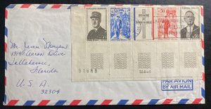 1972 Paris France Airmail cover To Tallahassee FL USA General De Gaulle Stamps