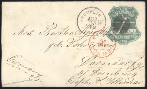 USA 1876 Centenary Pony Express Postal Stationery Entire Cover Germany 110087