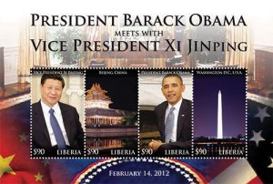 Liberia 2012 - President Barack Obama - Sheet of 4 Stamps MNH