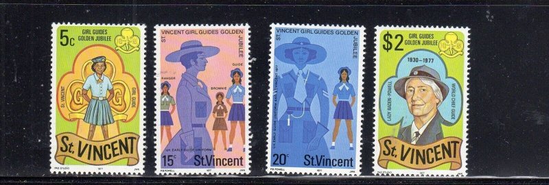 ST. VINCENT #504-507 1977 GIRLS GUIDES MINT VF NH O.G