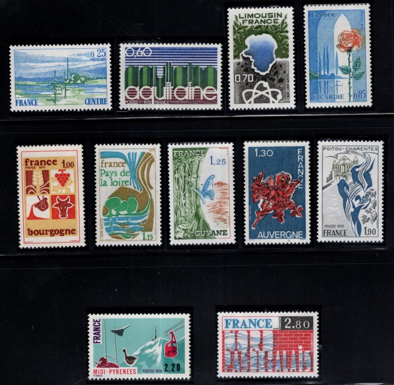 FRANCE Scott 1440-1450 MNH** 1975 Regions of France set