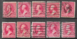 US#220 $0.02 Washington Carmine (U) lot of 10 CV $7.00