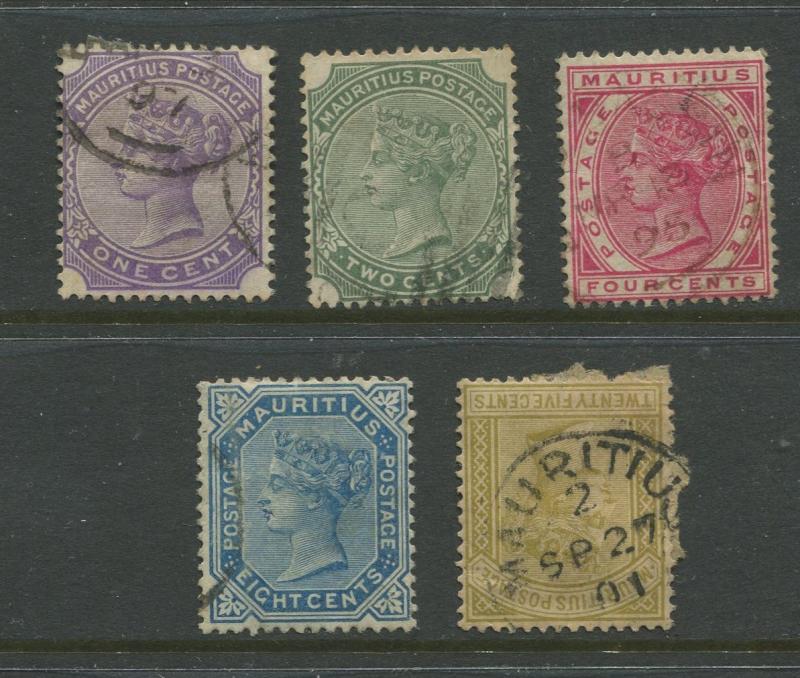 Mauritius - Scott 68-74 - QV Definitive Issue -1882- Used - 5 Values from Set