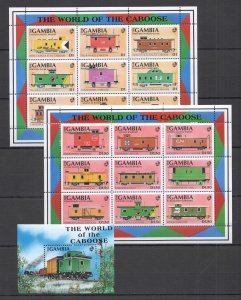 OZ0572 GAMBIA TRANSPORT HISTORY TRAINS THE WORLD OF THE CABOOSE 2KB+1BL MNH