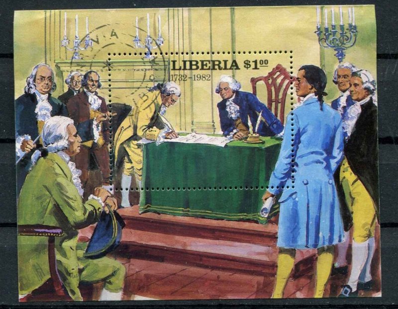 Liberia SC# 932 US Sigining  Declaration of Indep $1.00   canceled  mini-sheet