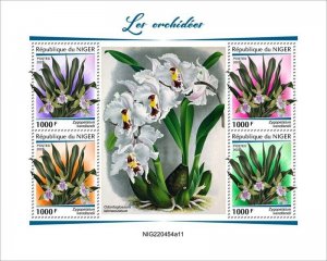 Niger - 2022 Orchids, Zygopetalum Wendlandii - 4 Stamp Sheet - NIG220454a11