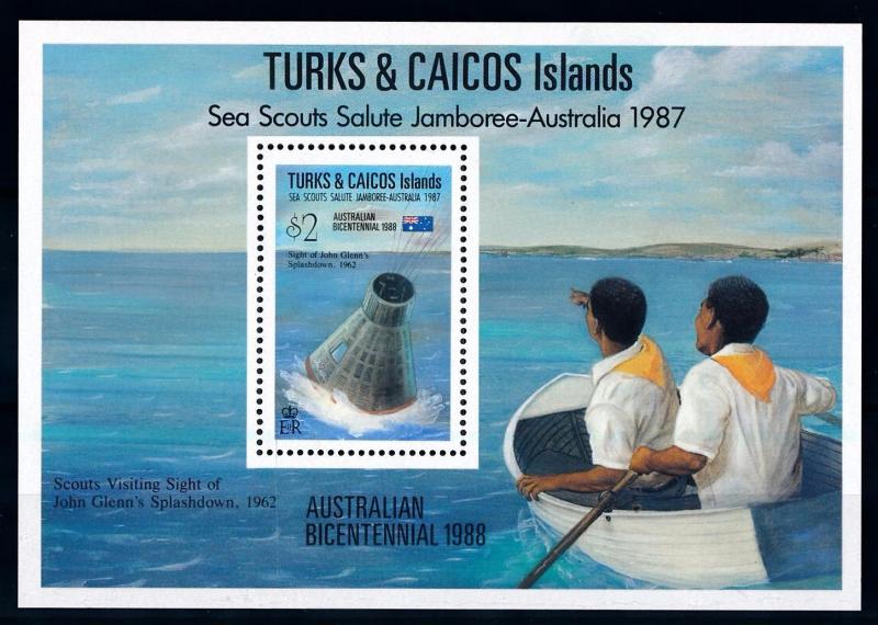 [66149] Turks & Caicos Islands 1988 Space Travel John Glenn Scouting Sheet MNH