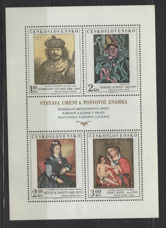 Czechoslovakia #1913a (1973 Paintings sheet of four) VFMNH CV $35.00