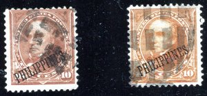 Philippines 217 & 217A brown/orange brown  10c Webster