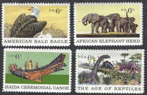 United States #1387-90 6¢ Natural History (1970). Four singles. MNH