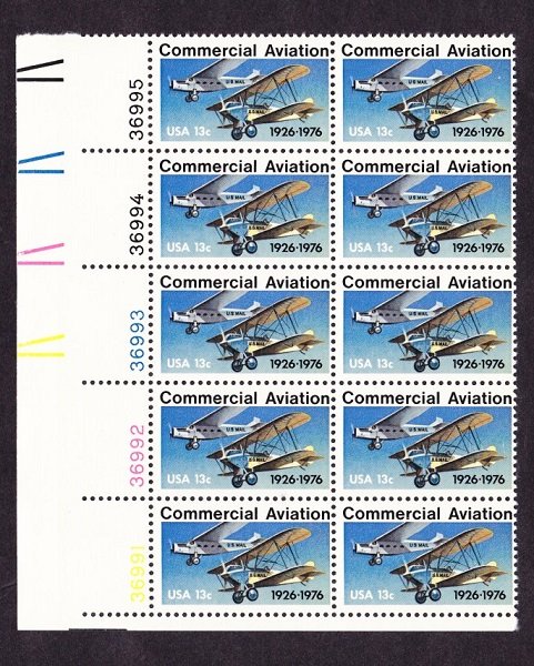 1684 Commercial Aviation MNH Plate Block LL