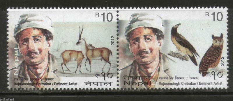 Nepal 2012 Rajman Singh Chitrakar Painter Eminent Artist Bird Owl Deer MNH #1245