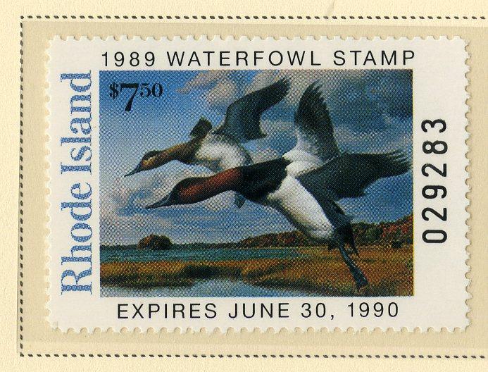 US RI1 RHODE ISLAND STATE DUCK STAMP 1989 MNH SCV $12.00 BIN $6.00