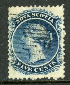 Canada 1860 Nova Scotia 5¢ Blue Scott #10 VFU Z38