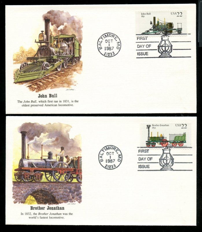 US 2362-2366a set 6 UA Fleetwood cachet Locomotives series FDC