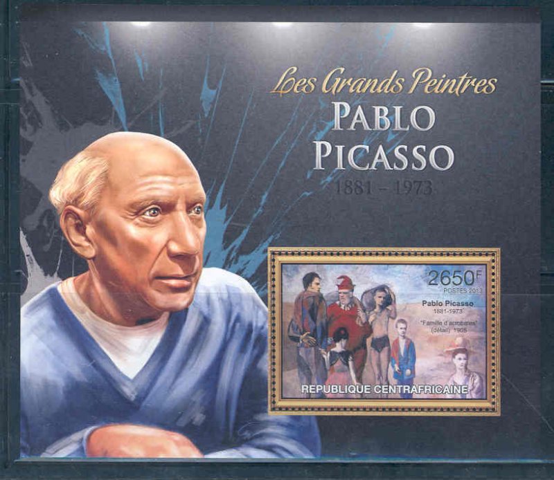 CENTRAL AFRICA 2012  THE GREATEST PAINTERS PABLO PICASSO  SOUVENIR SHEET NH