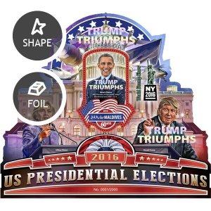 MALDIVES - 2016-US Presidential Election Trump-Perf Souv Sheet-Mint Never Hinged