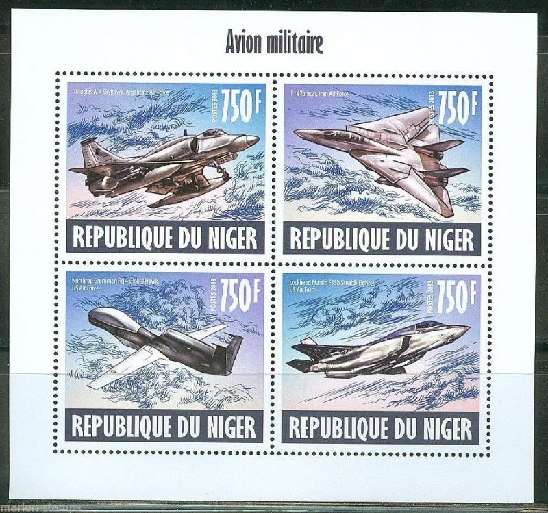 NIGER 2013 MILITARY AIRPLANES  SHEET  MINT NH