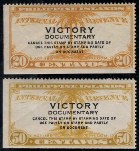 US #Philippine Islands, 20c and 50c VF mint never hinged, VICTORY issue, UNLI...