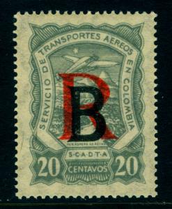 COLOMBIA 1923 Airmail SCADTA ovpt.  BELGIUM 20c R 12mm high Sc# CFLB1 mint MNH