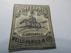 US Local Stamps 1861, Scott # 143L5, 4$ Black-Wells Fargo Pony Express, MH NG,