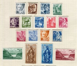 GERMANY; RHEINLAND FRENCH ZONE 1947 early Pictorial issue Mint hinged SET