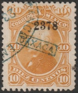 Mexico 1878 Sc 108a used Oaxaca 23 78 overprint