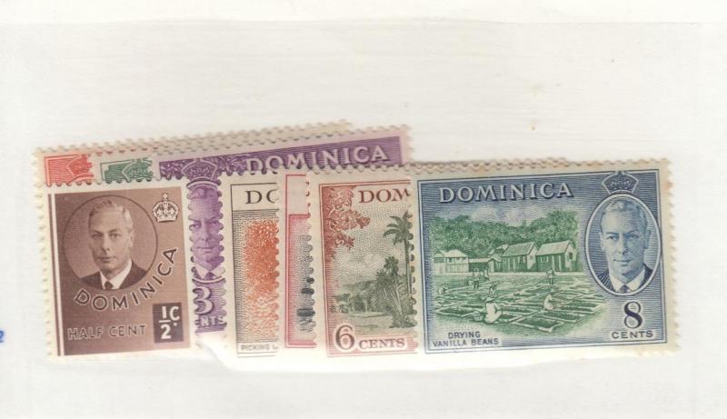 DOMINICA  # 122-136  VF-MH  KGVI & VARIOUS DOMESTIC SCENES  CAT VALUE $56