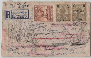 Malta 1946  Registered DLO Return to Sender Cover Valletta to Kamloops Canada