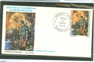 New Caledonia C192 1983 350fr painting Guitarist by P. Nilly (single) on an unaddressed cacheted first day cover.