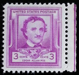 1949 3c Edgar Allan Poe, American Author & Poet Scott 986 Mint F/VF NH