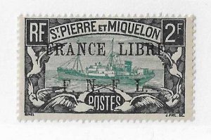 St Pierre et Miquelon  Sc #215  2Fr  FNFL overprint  OG VF