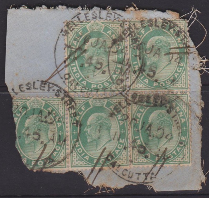 India Sc#61 Used - block on piece - postmark interest