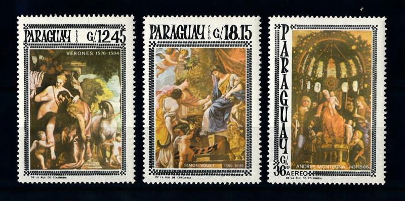 [72408] Paraguay 1966 Paintings Verones Vouet Airmail Stamps MNH