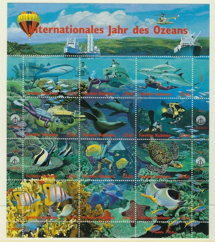 UNITED NATIONS SCOTT #734 (NY) #322 (GENEVA) #239 INTL YEAR OF THE OCEAN-MNH