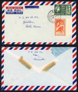 Sarawak 2c and 10c on an Airmail cover to North Borneo