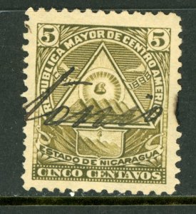 Nicaragua 1898 Seebeck Coat of Arms 5¢ Unwmk VFU B774