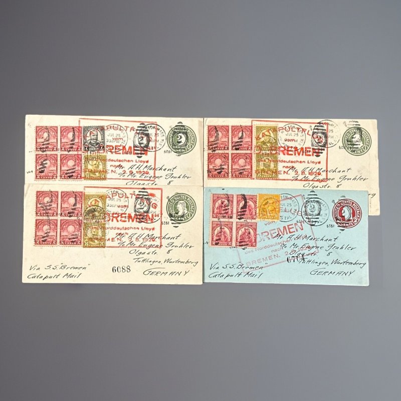 U.S. 1929 Katapultflug Ship-To-Shore Lot Of 4 Inverted Date