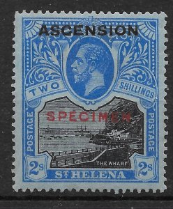 ASCENSION SG7s 1922 2/= BLACK & BLUE ON BLUE - SPECIMEN - MTD MINT