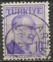 Turkey 1957: Sc. # 1270; Used Single Stamp