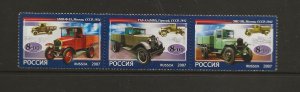 RUSSIA Sc 7049 NH STRIP OF 2007 - TRUCKS OF WWII - (GA25)