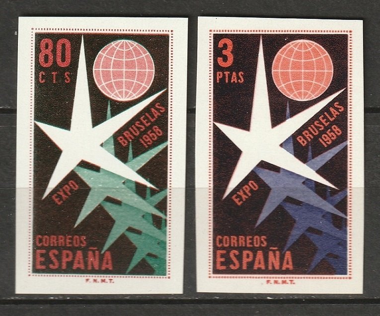 Spain 1958 Sc 877a-8a imperfs from souvenir sheets MH*
