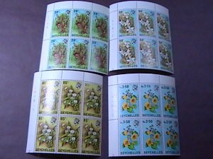 SEYCHELLES # 280-283-MINT/NEVER HINGED-COMPLETE SET OF PLATE # BLOCKS of 6--1970