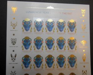 2020 Chinese New Year forever rate Sc 5428 full sheet MNH 20 stamps -Typical