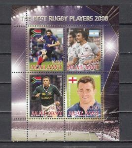 Malawi, 2008 Cinderella issue. Rugby sheet of 4.